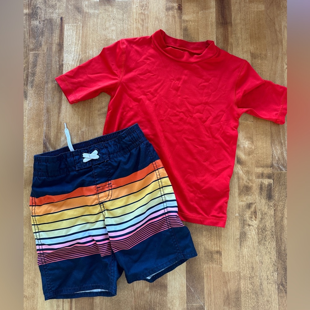 Boys XS swim trunks and shirt, old navy/cat & jack